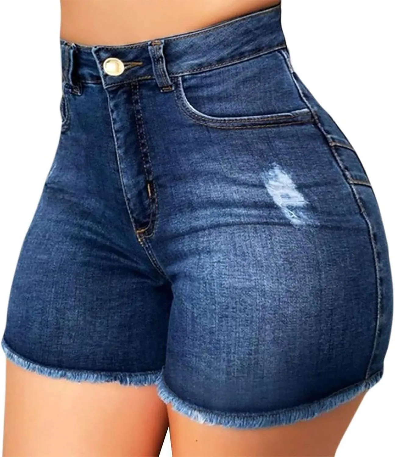 Women's High Waist Denim Shorts High Waisted Distressed Denim Shorts Plus Size Beach Casual Summer Denim Shorts