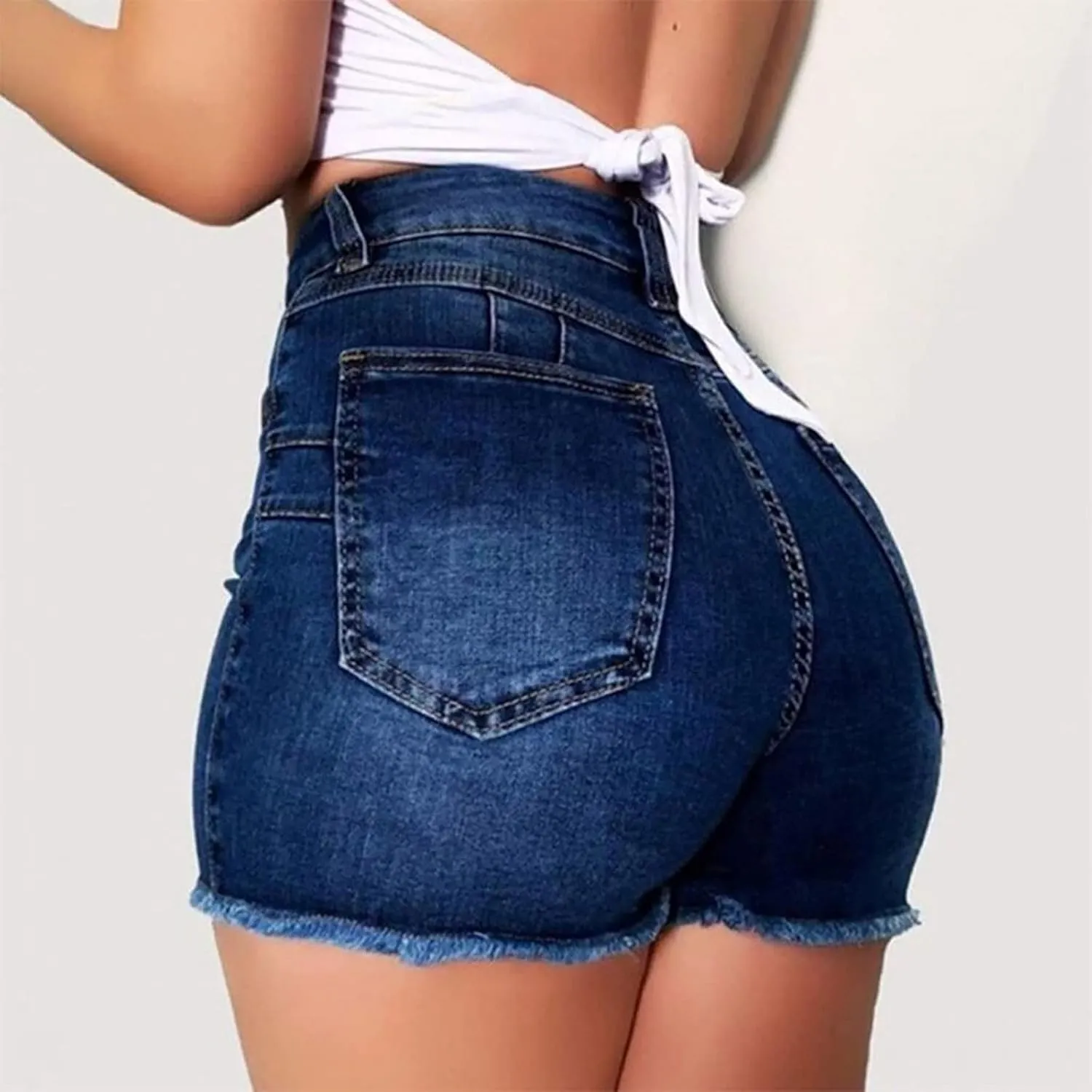 Women's High Waist Denim Shorts High Waisted Distressed Denim Shorts Plus Size Beach Casual Summer Denim Shorts