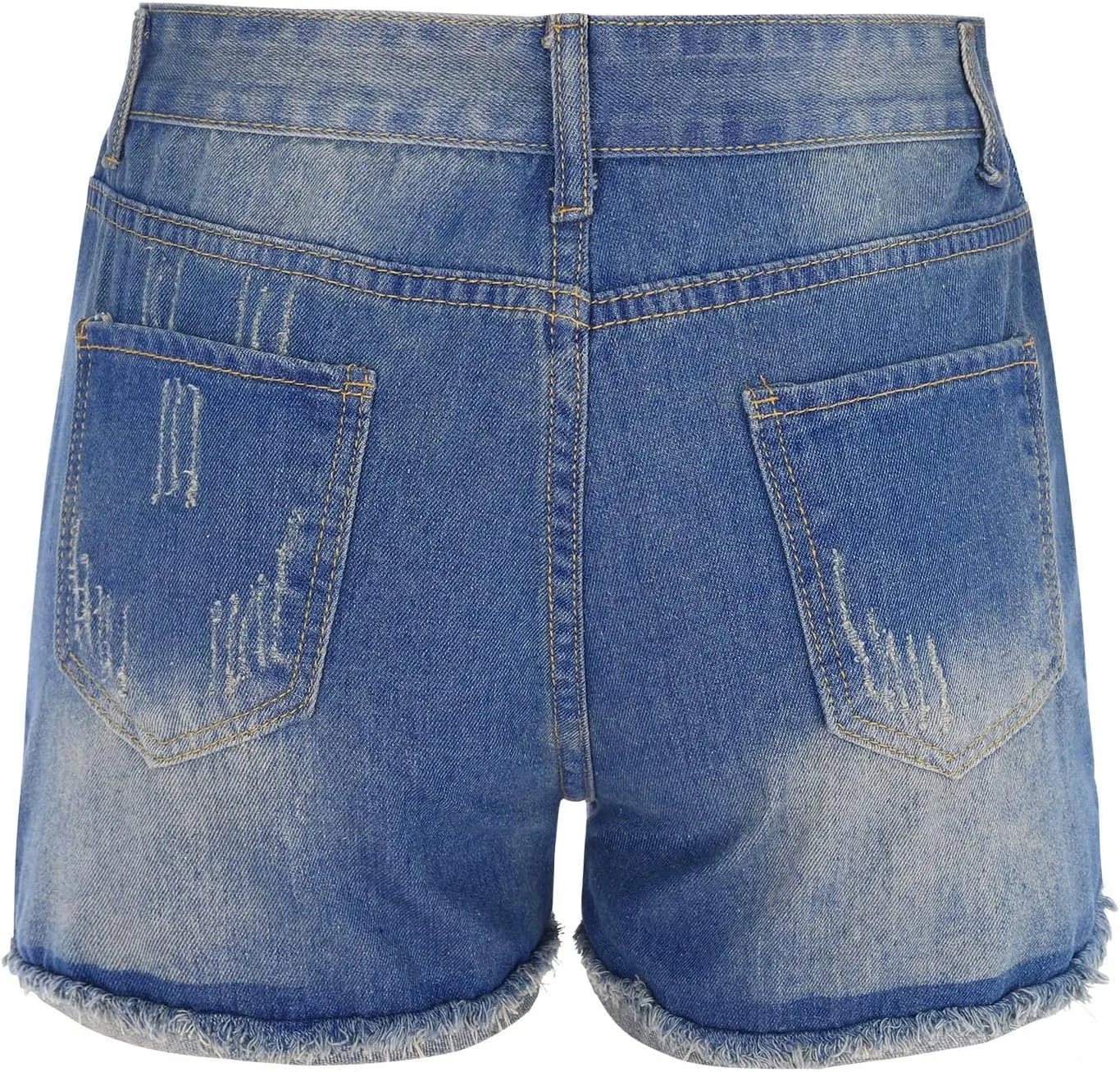 Women's High Waisted Denim Shorts Ripped Hem Frayed Distressed Short Jeans