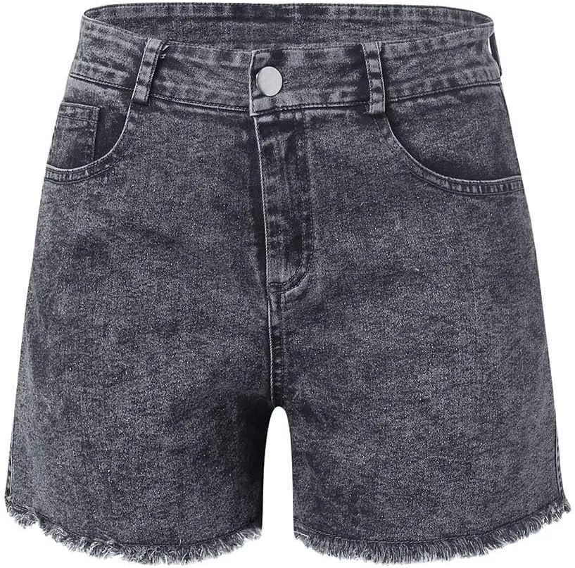 Womens High Waisted Denim Shorts Stretchy Summer Ripped Distressed Jean Shorts Casual Trendy Frayed Raw Hem Shorts