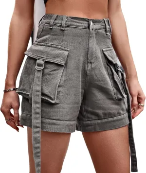Women's High Waisted Multi Pocket Denim Shorts, Casual Shorts