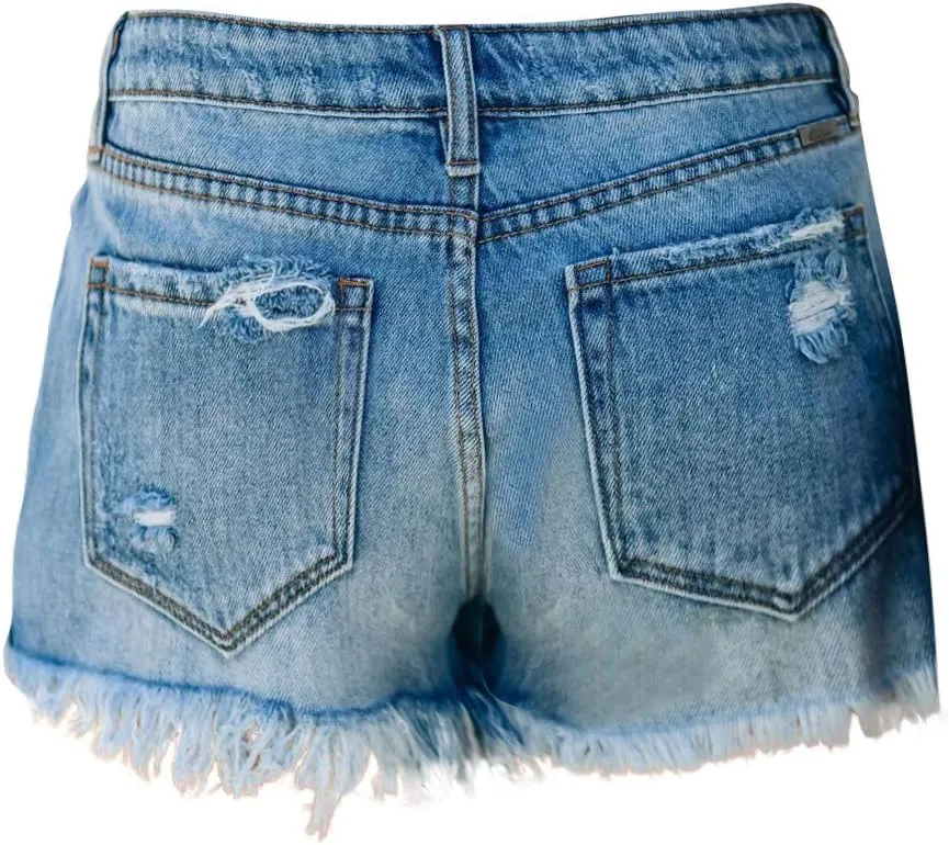 Womens Jean Shorts High Waisted Stretchy Ripped Denim Shorts 2024 Summer High Waist Distressed Denim Shorts Plus Size