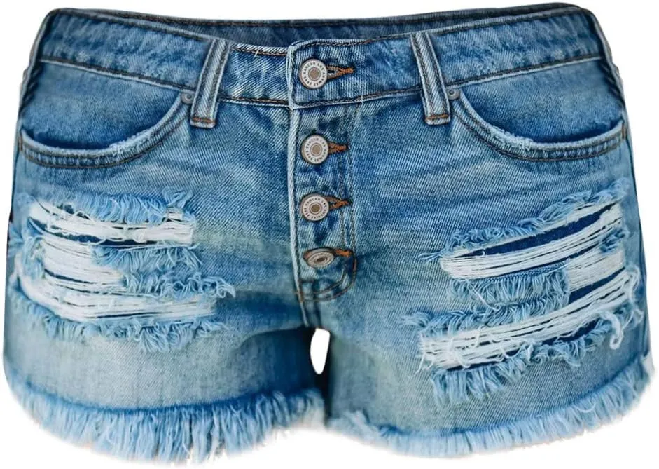 Womens Jean Shorts High Waisted Stretchy Ripped Denim Shorts 2024 Summer High Waist Distressed Denim Shorts Plus Size