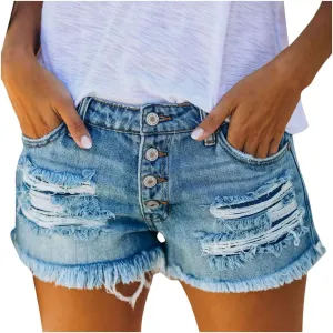 Womens Jean Shorts High Waisted Stretchy Ripped Denim Shorts 2024 Summer High Waist Distressed Denim Shorts Plus Size