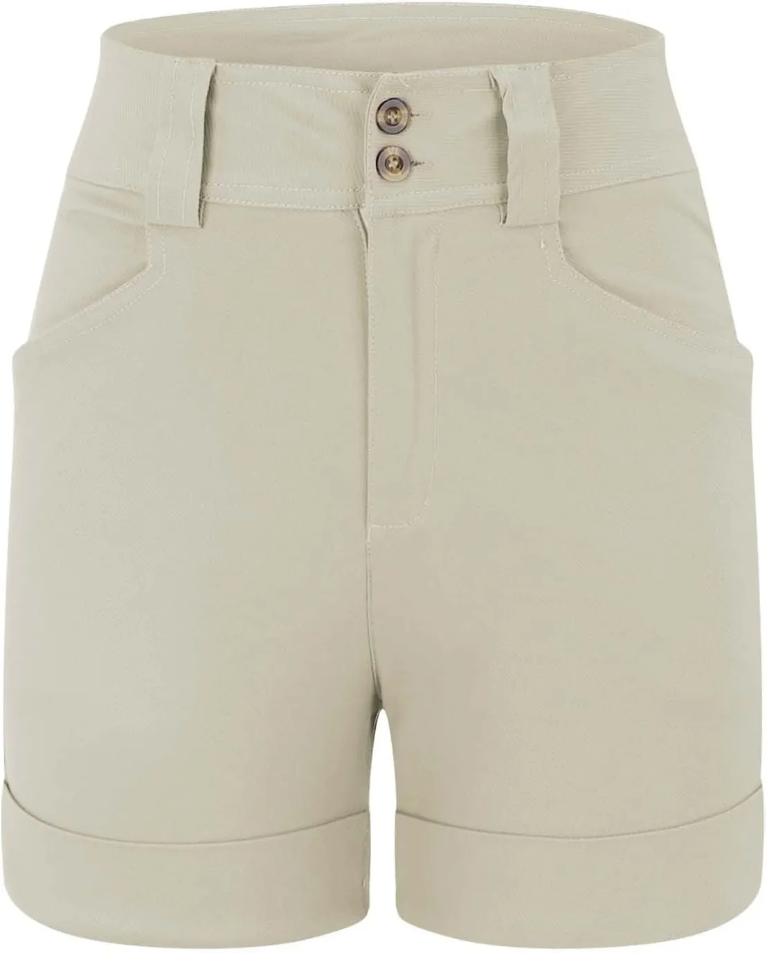 Women's Jean Shorts High Waisted Twill Folded Hem Short Pants Stretchy Button Down Trendy Summer Denim Shorts with Pockets