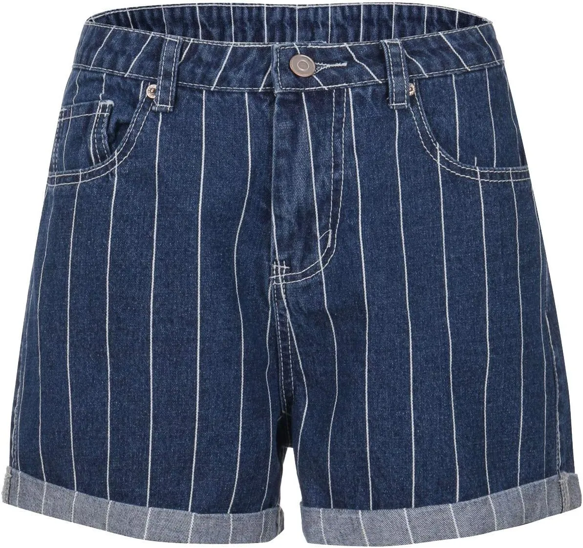 Women's Juniors Vintage Summer Denim High Waisted Folded Hem Slim Sexy Jeans Shorts