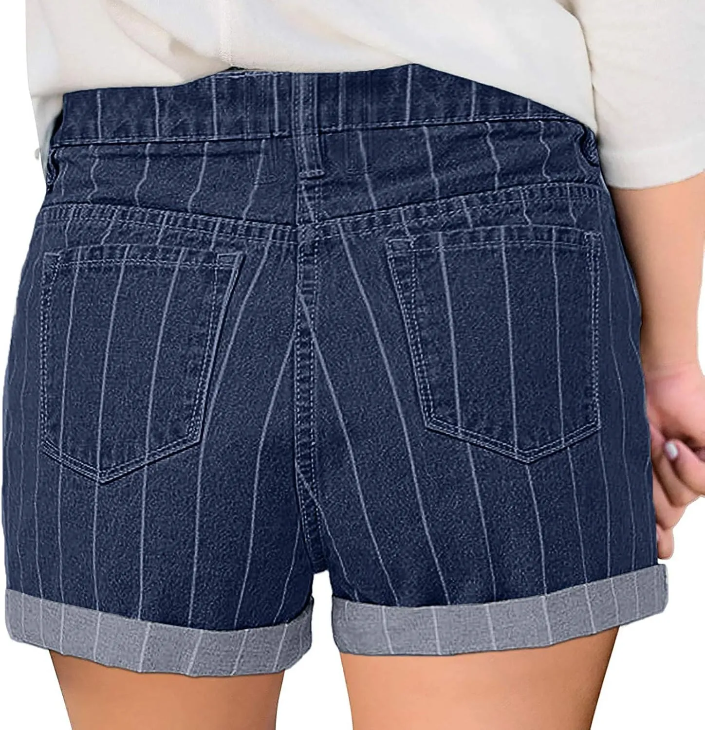 Women's Juniors Vintage Summer Denim High Waisted Folded Hem Slim Sexy Jeans Shorts