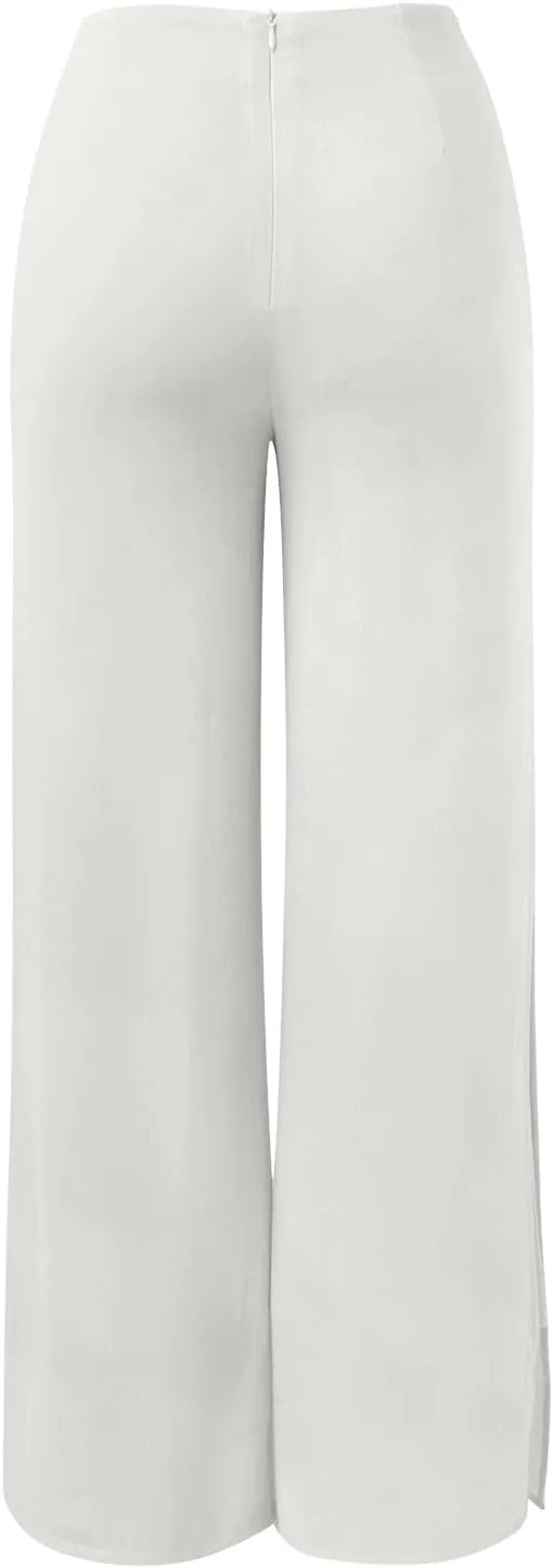 Women's Lightweight Chiffon High Elastic Waist Flowing Trousers Flared Straight Leg Wedding Cocktail Culottes