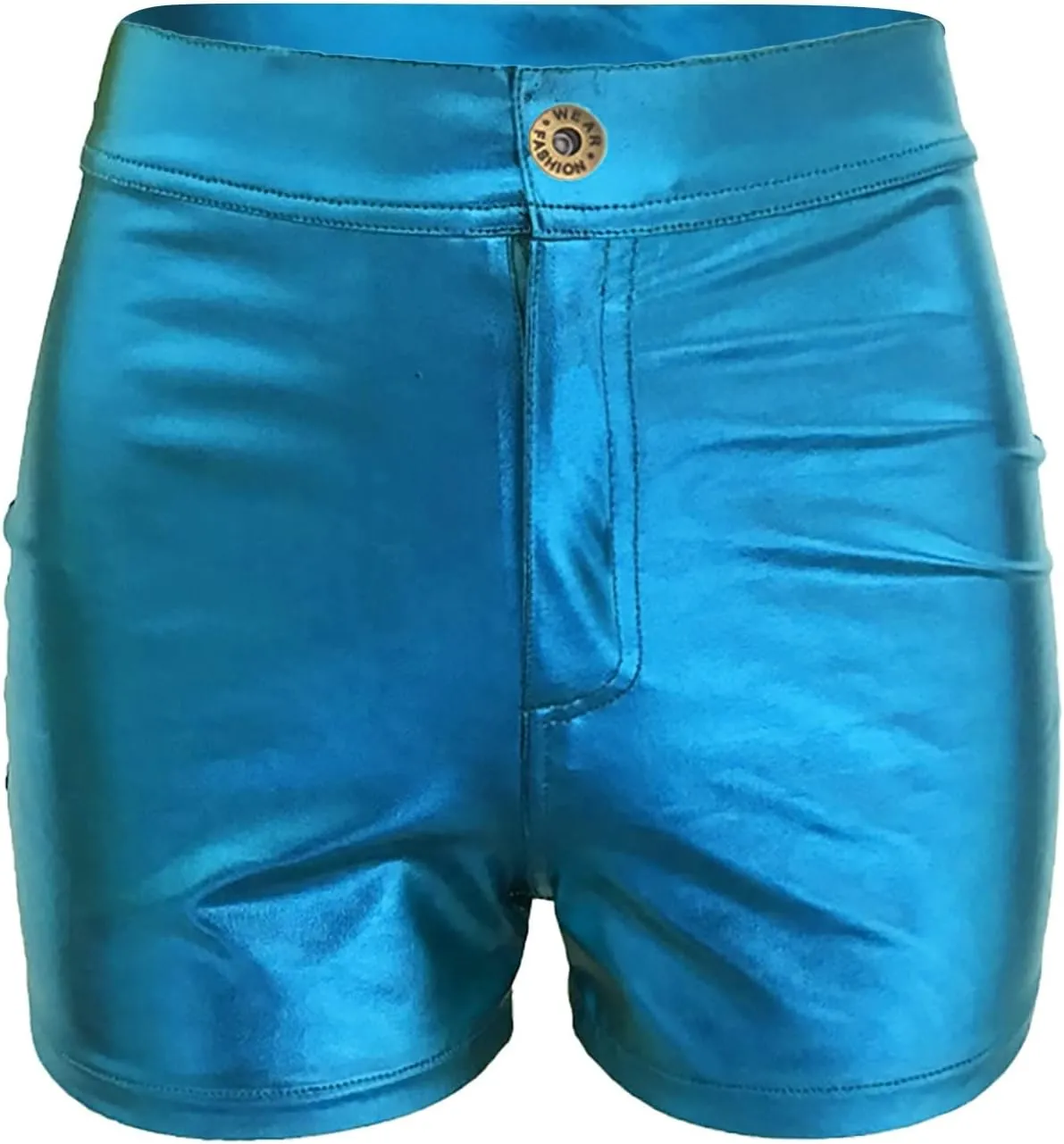 Women's Metallic Rave Shorts Sparkly Shiny Faux Leather Sexy High Waisted Bottoms Dance Concert Sexy Short Hot Pants