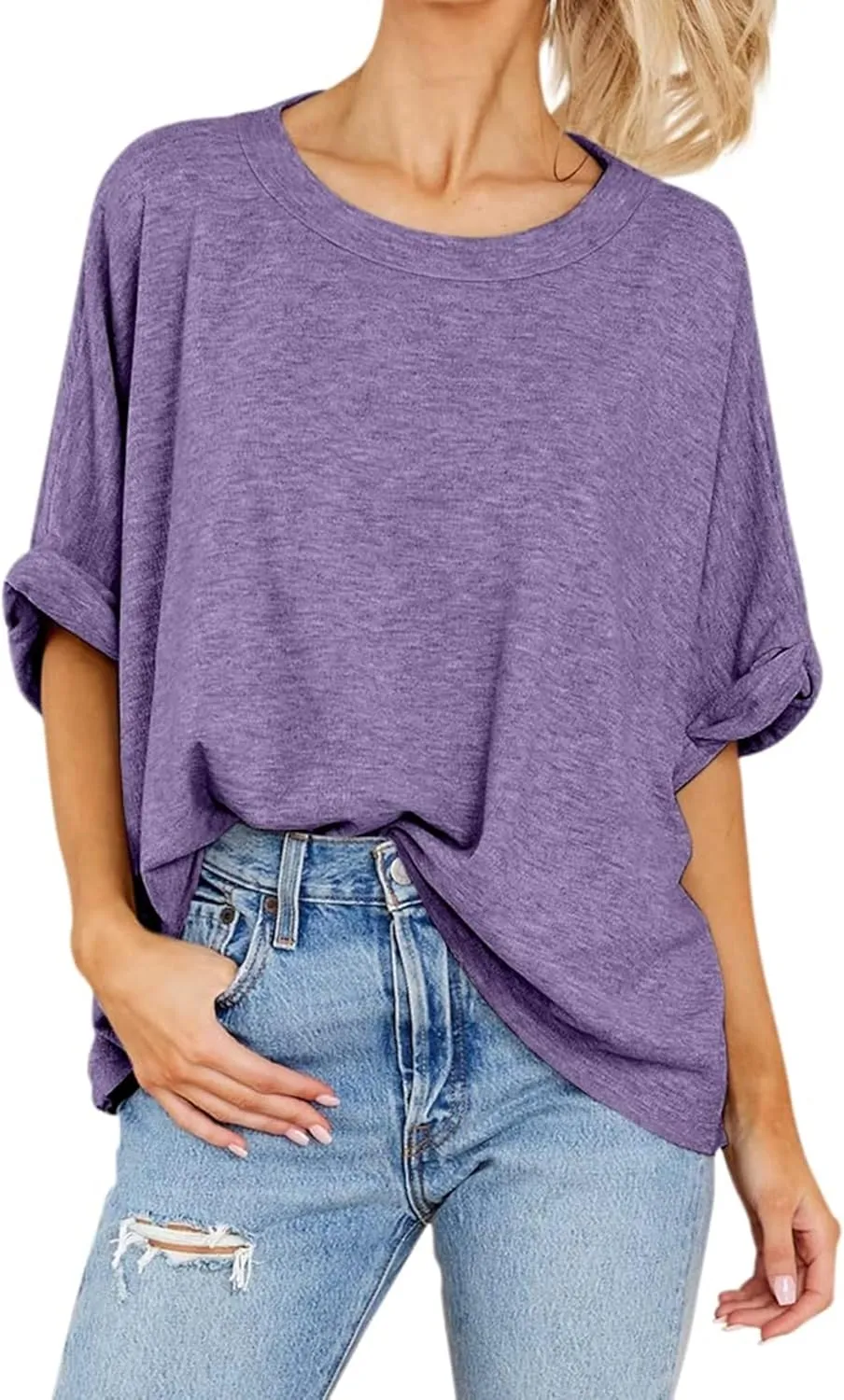 Women's Oversized Tshirts Casual Summer Tops Short Sleeve Loose Fit Tunic Basic Tee Shirts