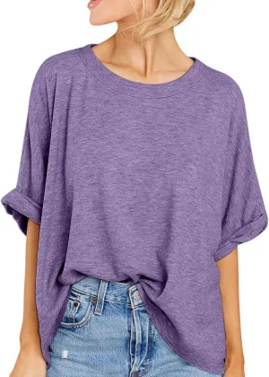 Women's Oversized Tshirts Casual Summer Tops Short Sleeve Loose Fit Tunic Basic Tee Shirts
