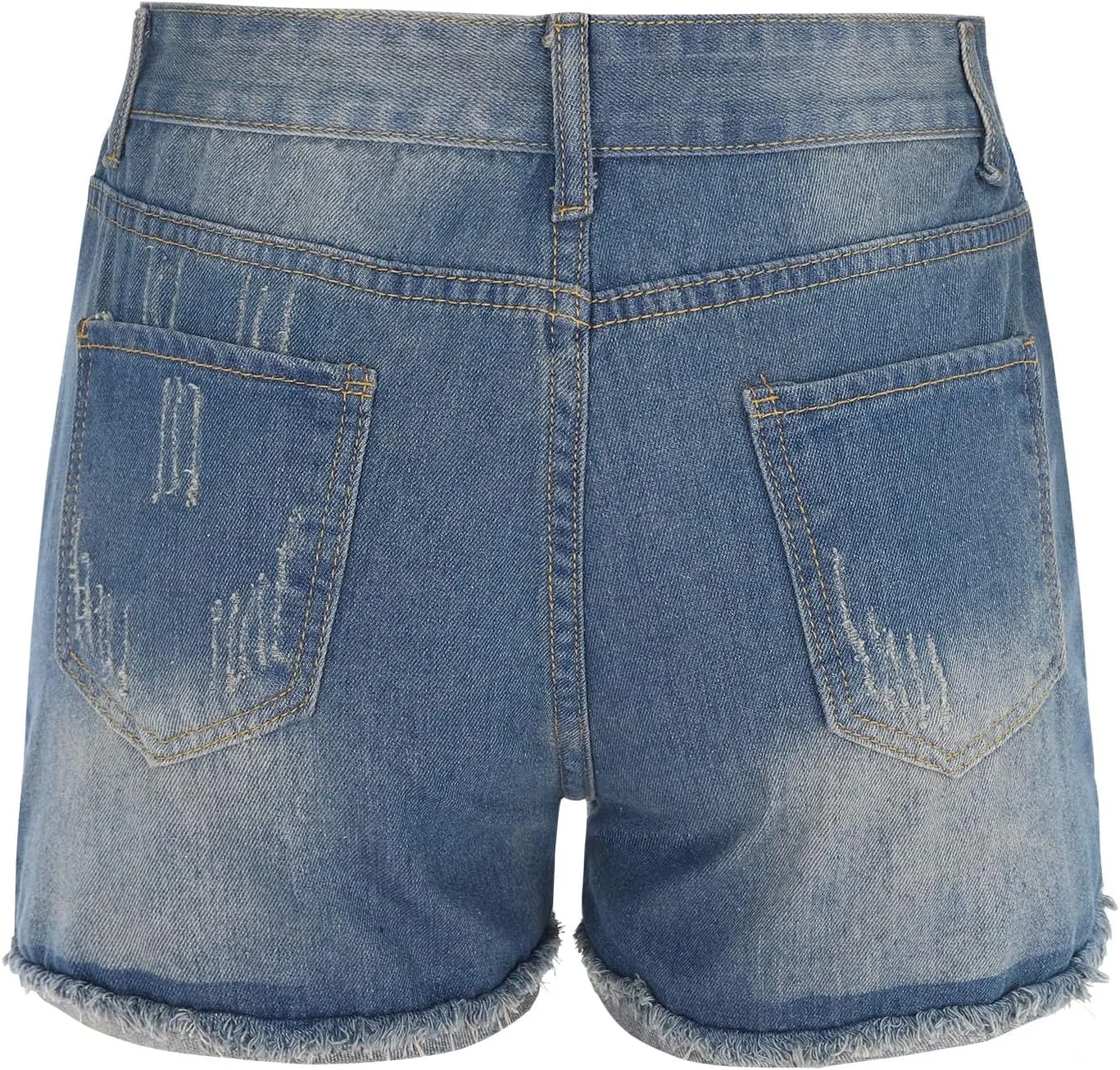 Womens Ripped Denim Shorts Mid Rise Stretchy Distressed Jean Shorts Casual Trendy Frayed Raw Hem Summer Mini Shorts