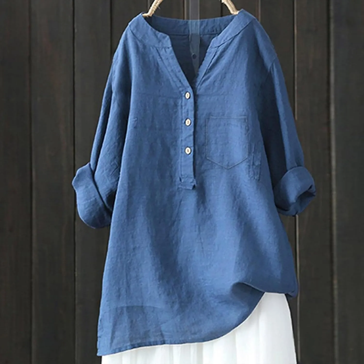 Womens Short Sleeve Cotton Linen Shirts Casual Crew Neck Comfy T-Shirts Embroidery Loose Summer Tee Shirts