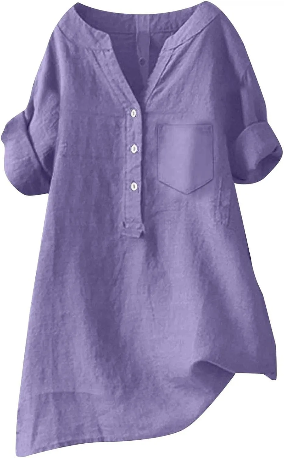 Women's Short Sleeve Cotton Linen Shirts Casual V Neck Soft T Shirts Floral Loose Fit Summer Tshirts