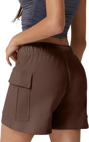 Women's Sweat Shorts High Waisted Athletic Shorts Summer Casual Loose Fit Elastic Waist Cargo Shorts with Pockets