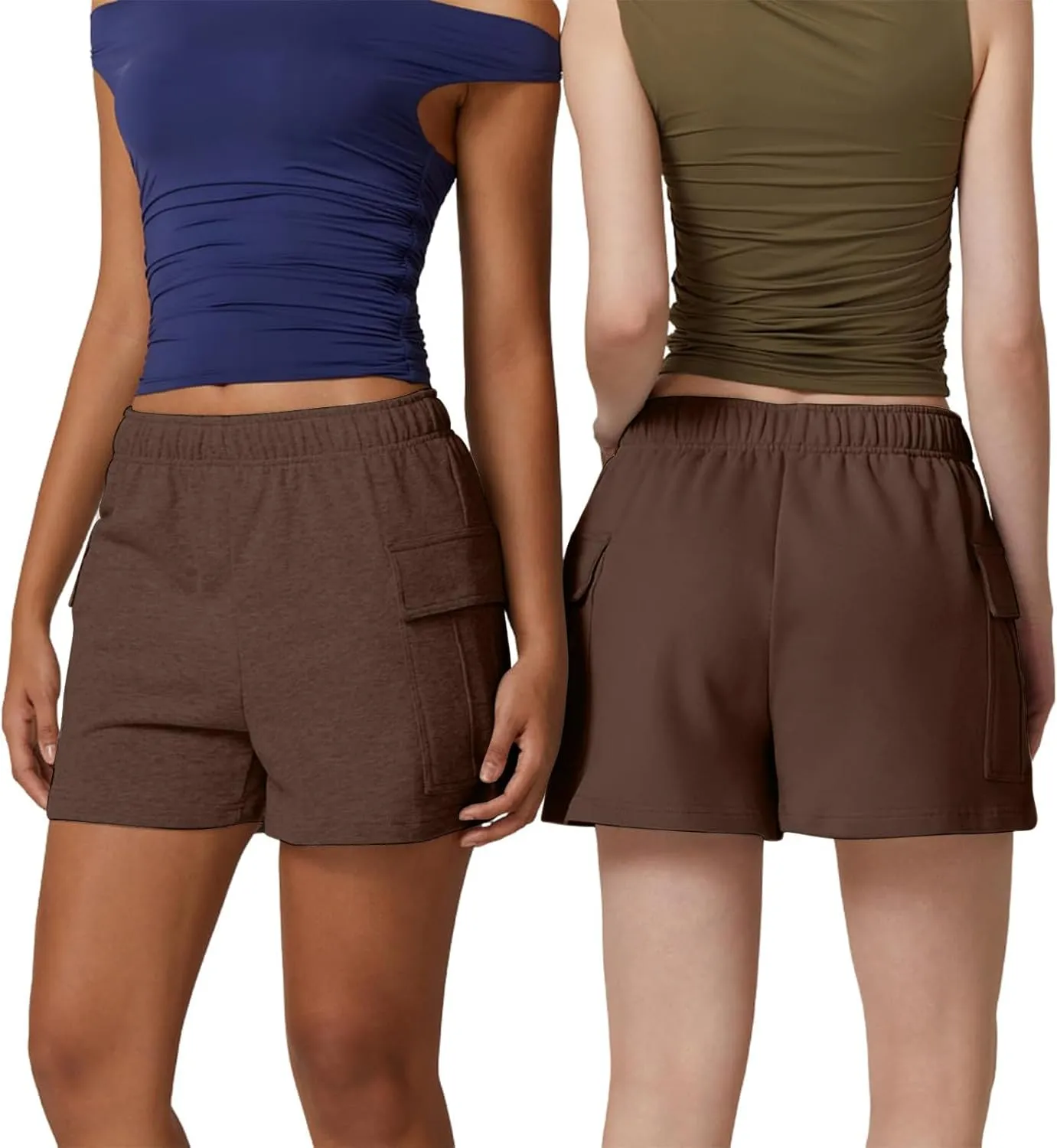 Women's Sweat Shorts High Waisted Athletic Shorts Summer Casual Loose Fit Elastic Waist Cargo Shorts with Pockets