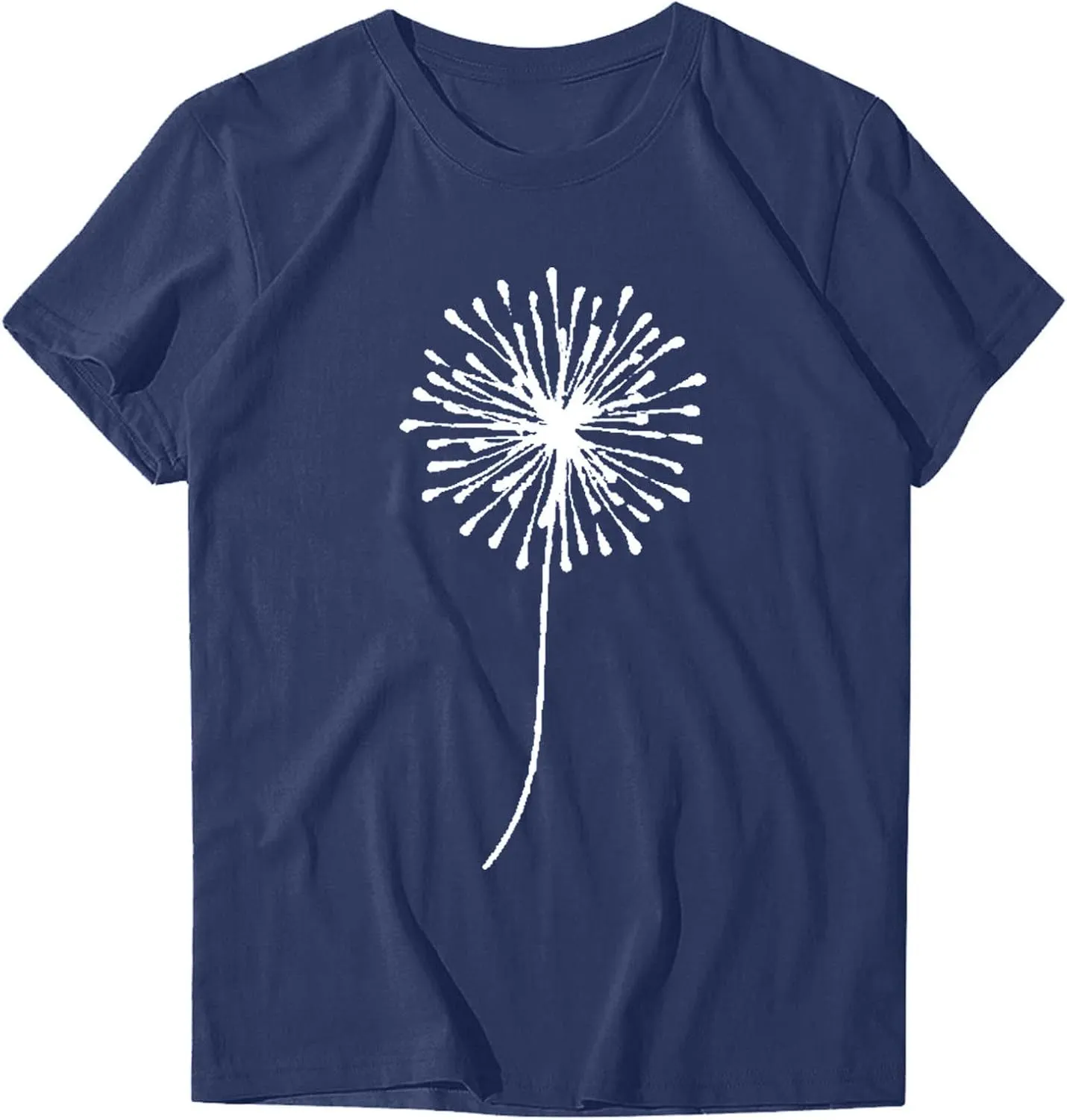 Womens T Shirts Cute Dandelion Graphic Tees Crewneck Short Sleeve Summer Tops Casual Loose Cotton Tshirts