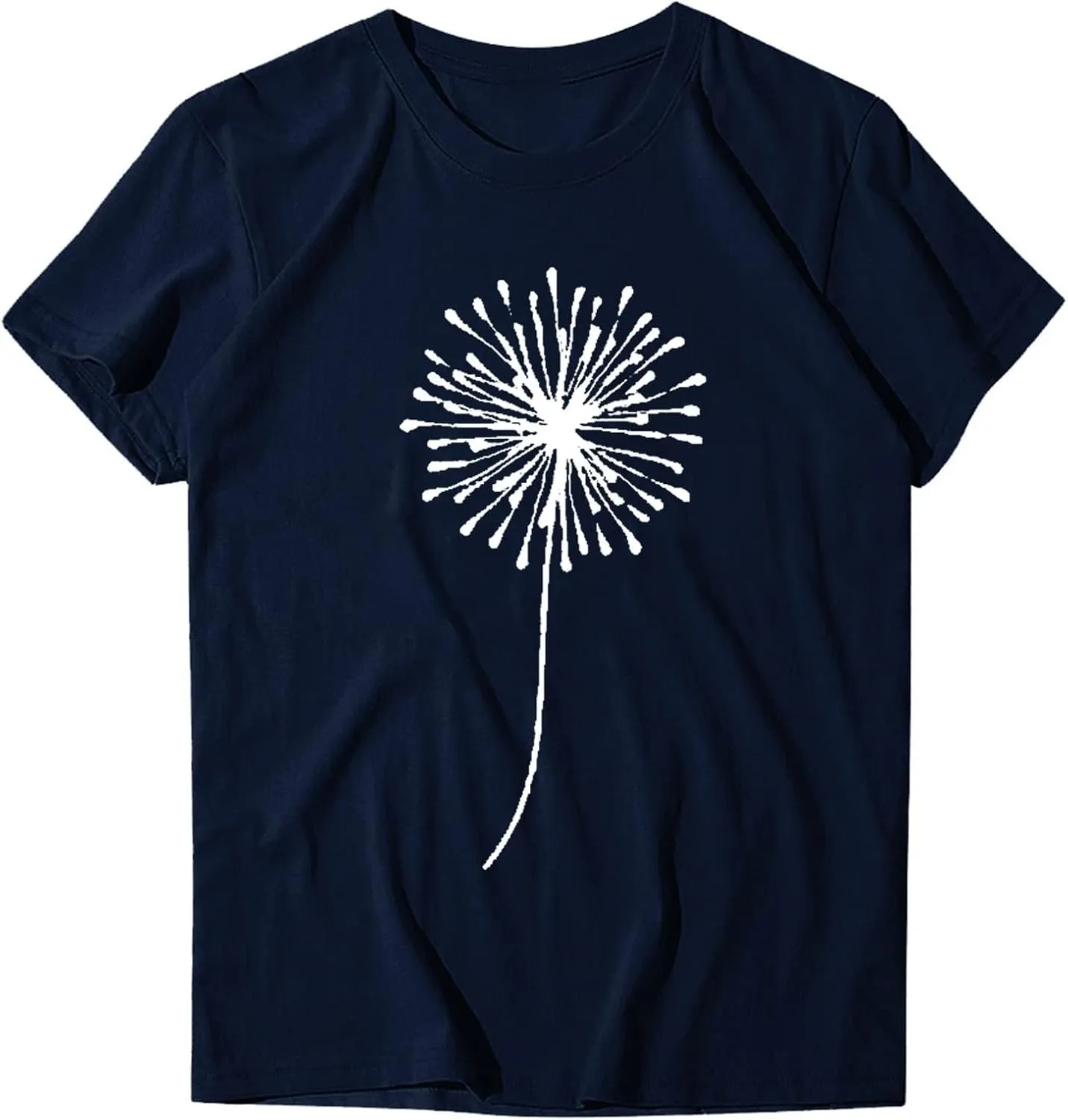 Womens T Shirts Cute Dandelion Graphic Tees Crewneck Short Sleeve Summer Tops Casual Loose Cotton Tshirts