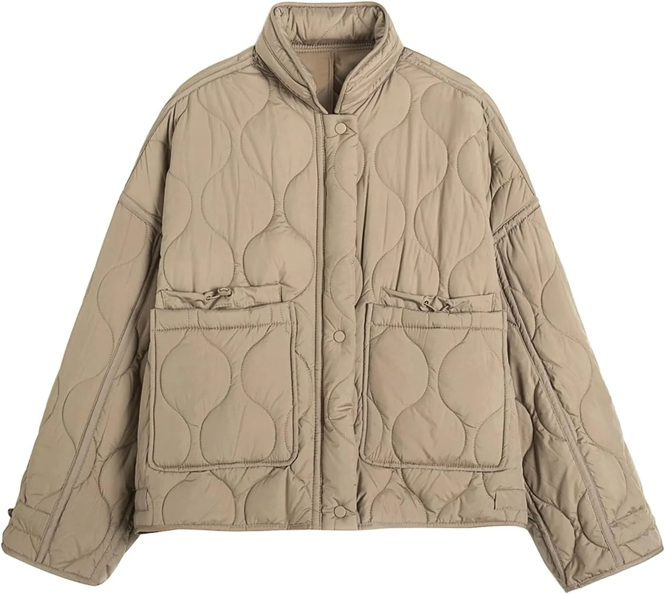 Womens Thickened Puffer Down Jacket Stand Collar Diamond Quilted Padded Coat Lightweight Warm Jackets with Pockets