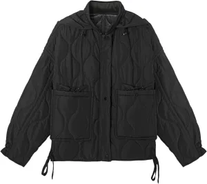 Womens Thickened Puffer Down Jacket Stand Collar Diamond Quilted Padded Coat Lightweight Warm Jackets with Pockets