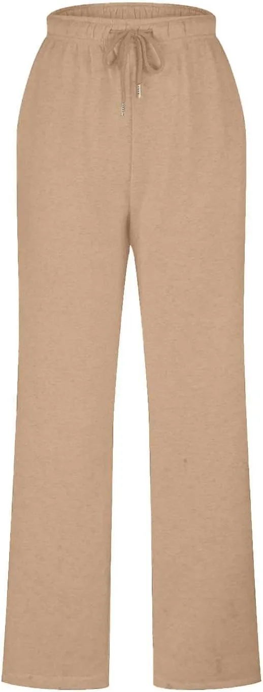 Women's Wide Leg Sweatpants Fleece Lined Baggy Straight Leg Lounge Pants Spring Fall Outfits Athletic Joggers