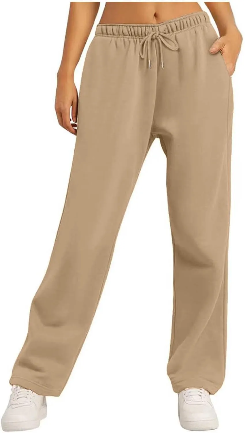 Women's Wide Leg Sweatpants Fleece Lined Baggy Straight Leg Lounge Pants Spring Fall Outfits Athletic Joggers