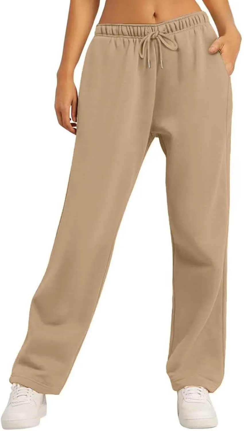 Women's Wide Leg Sweatpants Fleece Lined Baggy Straight Leg Lounge Pants Spring Fall Outfits Athletic Joggers