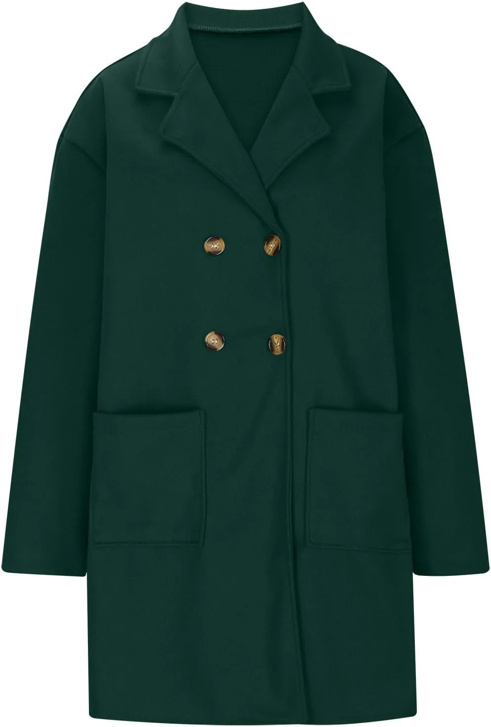 XUNRYAN Trench Coat for Women Winter Fall Fashion Long Jackets Notch Lapel Faux-Wool-Blend Double Breasted Peacoat Outerwear