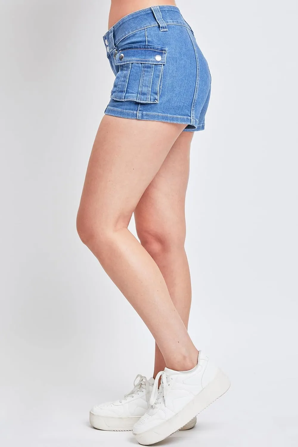 YMI Womens Low Rise Denim Cargo Shorts