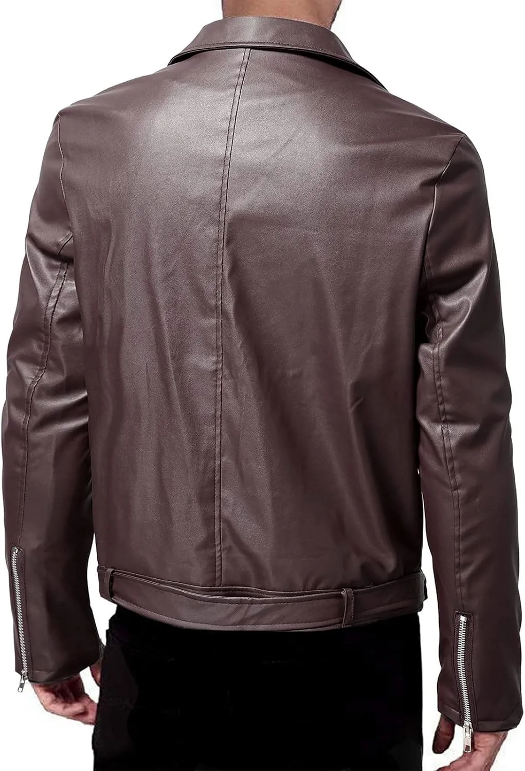 Ymosrh Mens Coats and Jackets Winter Autumn Men's Casual Solid Color Long-Sleeved Slim Leather Light Rain Jacket