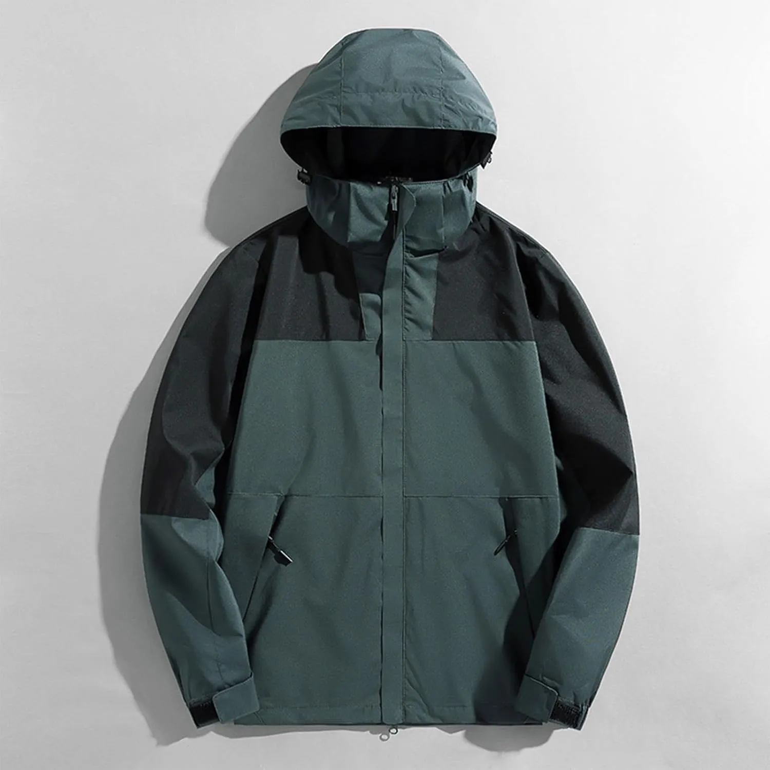 Ymosrh Men's Fashion Windbreaker Jackets Windproof Water Resistant Full Zip Up Outdoor Hiking Fishing Coats, S-6XL