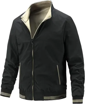 Ymosrh Men's Lightweight Jacket Casual Bomber Jacket Full Zip Windbreaker Jackets Mens, XXL-5XL