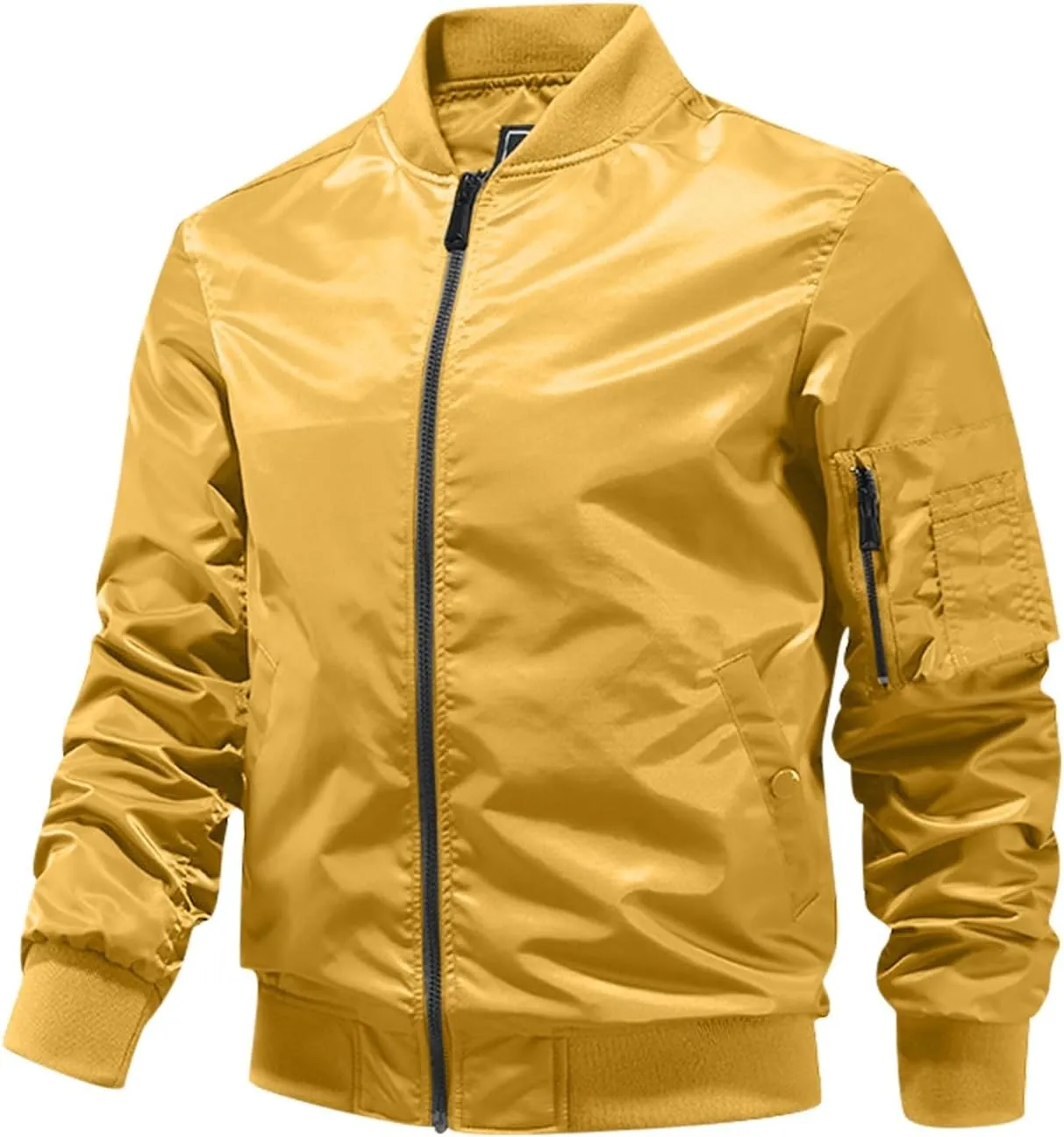 Ymosrh Men's Lightweight Jacket Jacket Casual Fall Winter Windbreaker Bomber Zip Up Coat with Pocket Jacket, XXXL-L6