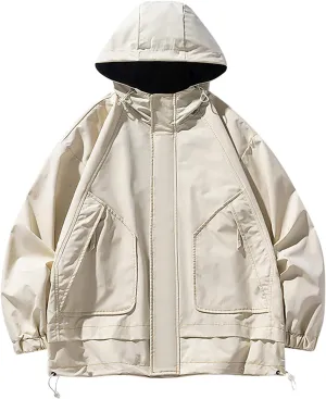 Zeiyignr Men's Lightweight Hoodie Jacket Full Zip Hooded Outdoor Hiking Windbreaker Jackets Casual Cargo Coats Outerwear